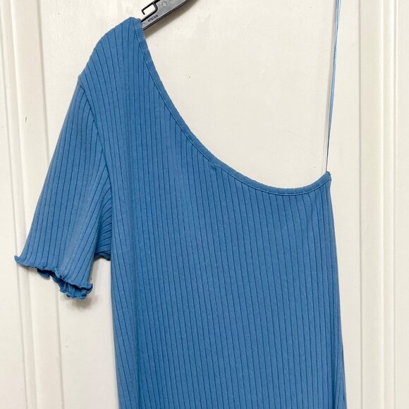 NEW Rails Rania Dress Blue One Shoulder Ribbed Comfortable Shift Midi Dress M - Picture 12 of 13